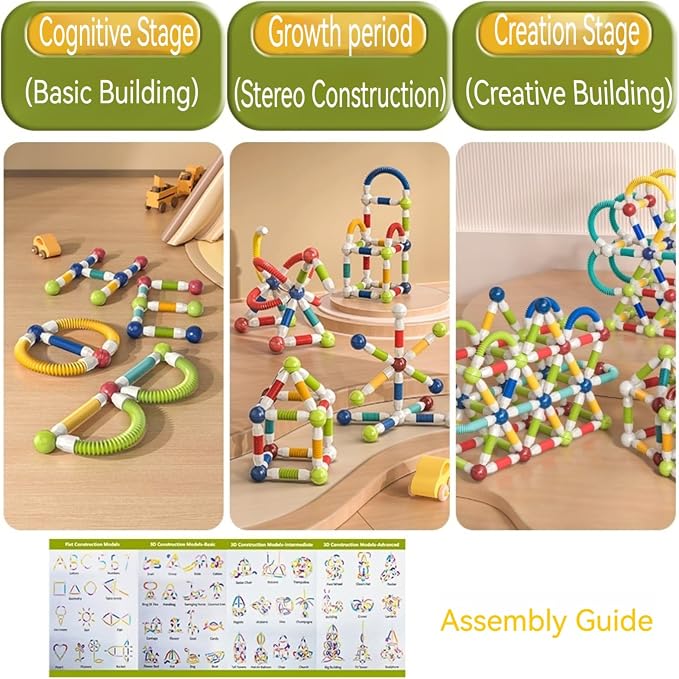 85PCS Extendable Magnetic Toy Montessori Toys for Boys & Girls | Toy Magnetic Building Sets,STEM Education Building Blocks,Pop Tubes & Balls,Sensory Toys,3+ Year Old Toddlers