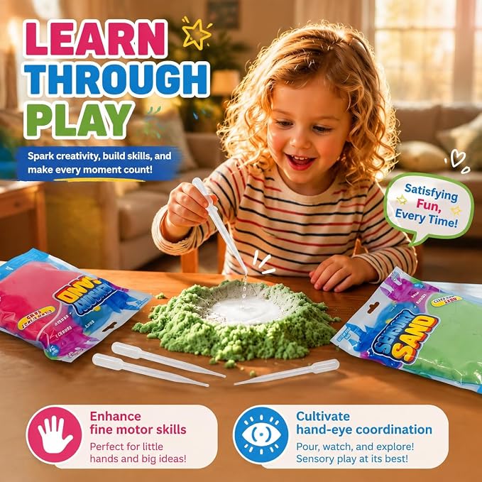 Carolart Color Changing Sensory Sand Refill 4.5lb Play Sand for Kids | Color Changing Sensory Sand Refill, 4.5lb Bulk Sensory Bin Filler, Sensory Kit, Temperature Activated Sand for Classroom
