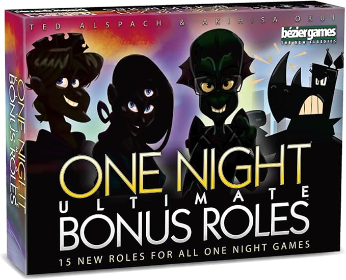 Bezier Games One Night Ultimate Bonus Roles Expansion, Adds 16 New Roles | Artifact Tokens & Player Number Tokens for One Night Ultimate Werewolf, Vampire, Alien & Super Villains, Ages 14+
