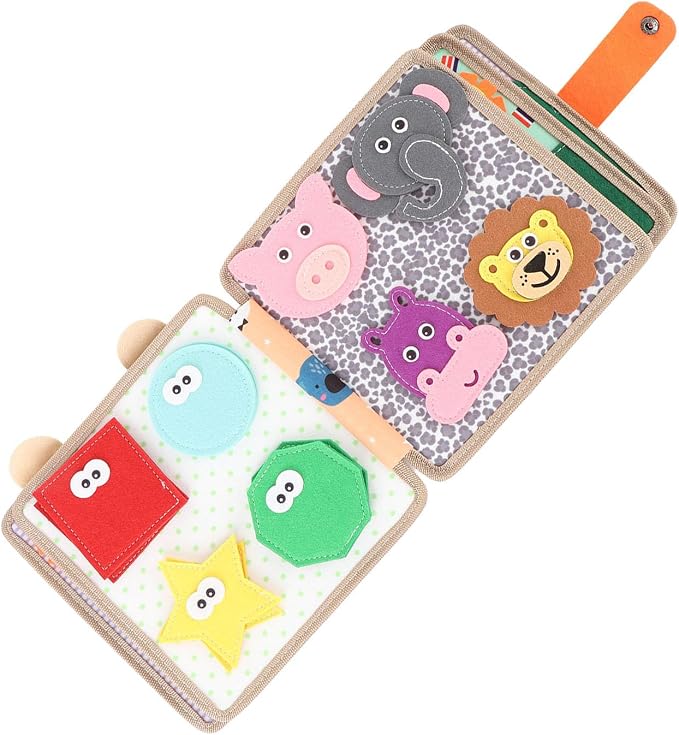 Felt Activity Book for Toddlers Educational Sensory Quiet Travel Toy Soft Fabric Interactive Pages Fine Motor Skills Learning 2 3 Year Olds