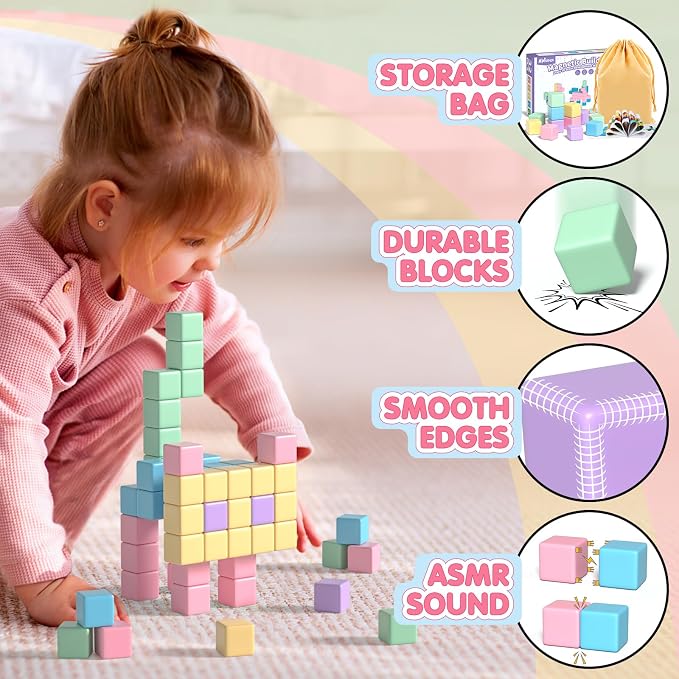 Apluses 32pcs Magnetic Blocks Building Cubes for Kids, Classroom Must Haves Creative Learning Kids Gifts, Preschool Montessori Sensory Autism Magnet Toys for Boys and Girls Ages 3 4 5 6