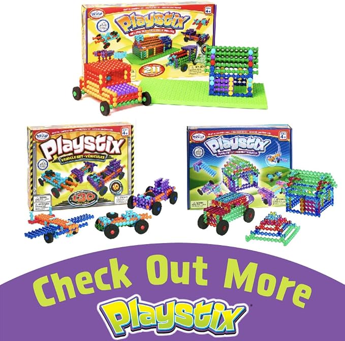 POPULAR PLAYTHINGS Playstix, Flexible Set 68 Piece, Building Sticks Kit | for Kids Ages 4 and Up, Construction Stem Building Toy Gift, for Boys & Girls, for Kids