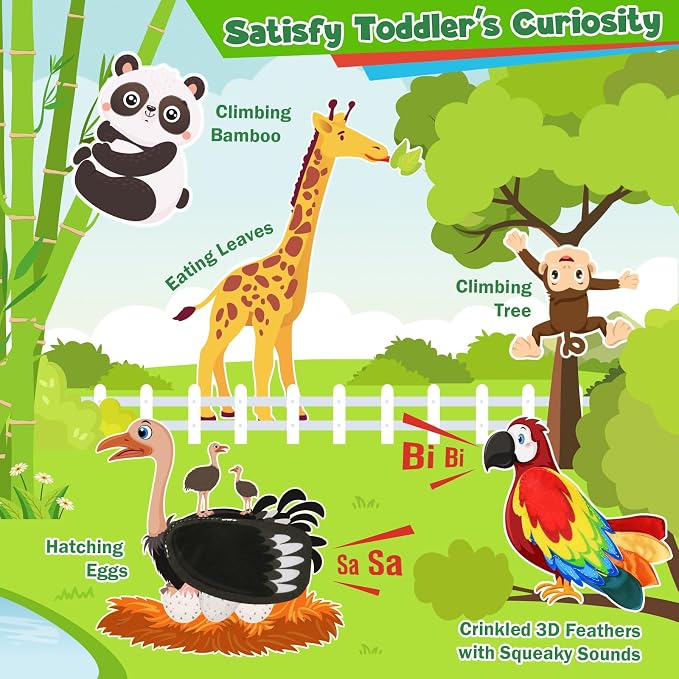 Busy Book for Toddlers 1-3: Busy Board for 1 Year Old Montessori Toys, Zoo | Quiet Books Activity Board, Educational Sensory Toys Birthday Gift for Girls Boys, Travel Toy for Toddlers 2-4 Plane Car