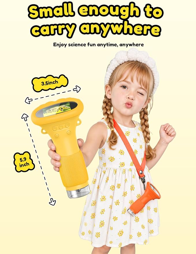Acoath Microscope for Kids, 1000X Handheld Digital Miniscope with 2.0" Screen, Portable Pocket Microscope Education Toys Birthday Gifts for Age 3 4 5 6 7 8 9 10 Girls Boys