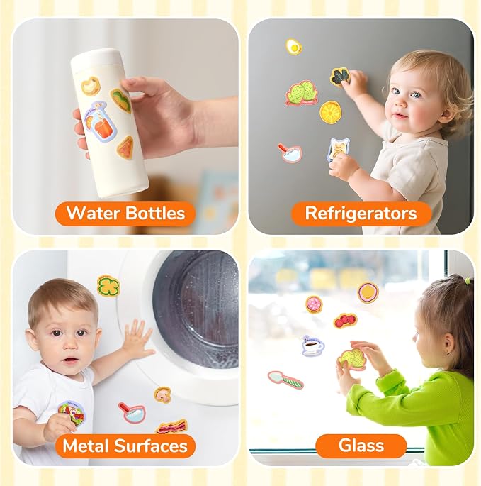 JoyCat Reusable Pizza-Making Sticker Book, Travel Toys for Toddlers & Kids | Washable stickers, kids car activities, airplane toy, road trip fun, toddler activity, birthday gifts for boys and girls