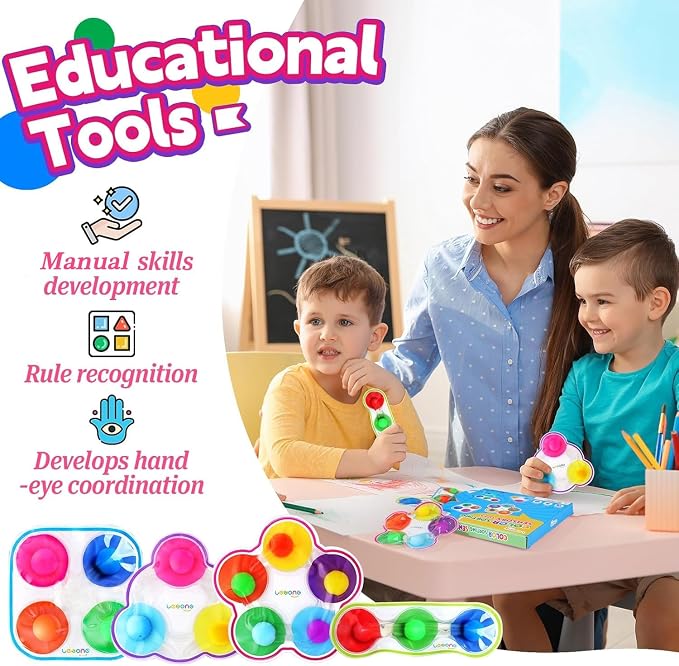 LESONG Sensory Toys for Kids with Autism: 4 Pack Color Sorting Fidget Toys - Sensory Games for Toddlers - Calm Down Color Matching Toy for Boys Girls