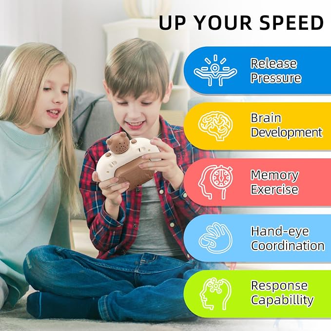 Blackma Fast Push Light Up Fidget Toys for Kids, Handheld Puzzle Game Sensory Toys, Christmas Toys Gifts for 3-12 Year Old Boys Girls (Brown-Bear)
