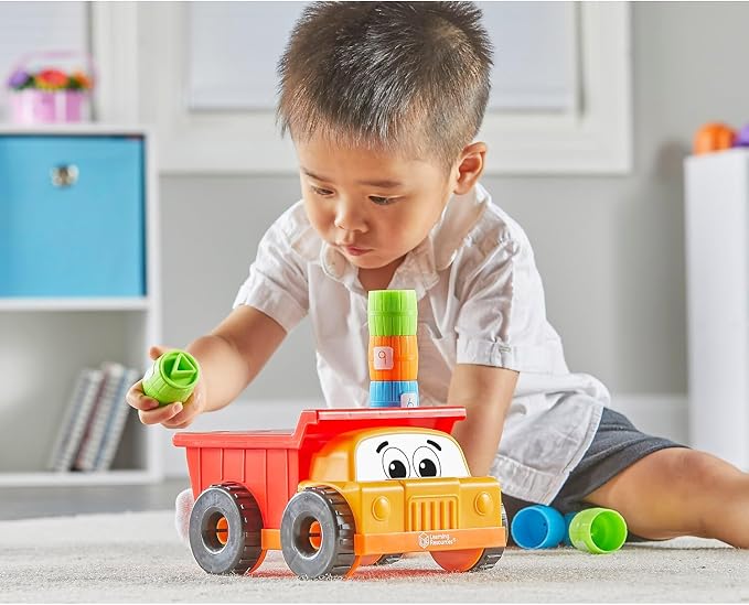 Learning Resources Tony the Peg Stacker Dump Truck - 10 Pieces, Ages 18+ Months Fine Motor Skills Toy for Toddlers, Preschool Toys