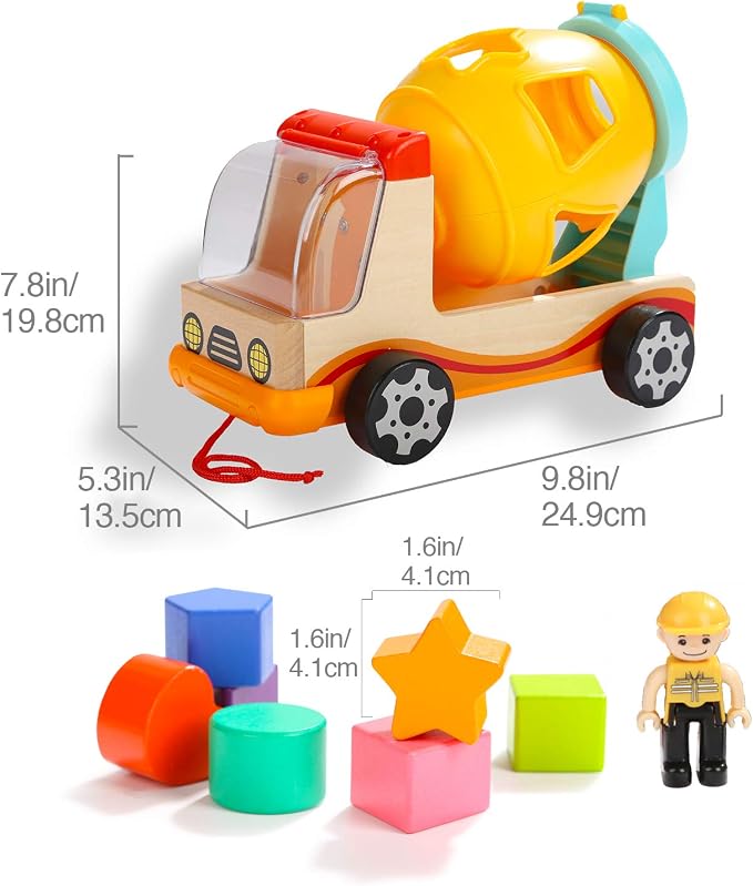 TOP BRIGHT Wooden Shape Sorter Toys for Toddlers Learning Sort and Match for 2 Year Old | 7 Wooden Blocks, Shape sorter truck, Color and shape matching, Hands-on learning for toddlers 2+