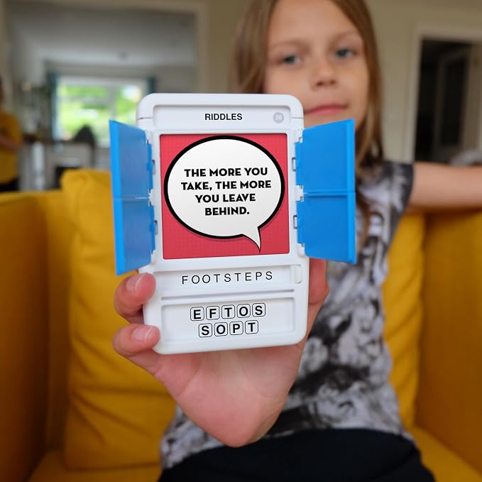 Riddles Travel Game - Guess 100 Riddles | Flash Cards with Slide Reveal Case | Card Game, Gift, Stocking Stuffer | Fun for Kids and Adults | Ages 6+
