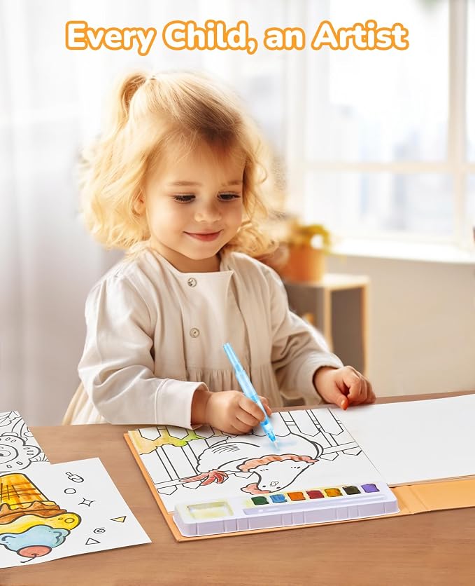 JoyCat Paint with Water Coloring Books for Toddlers (Common Knowledge) | Watercolor Painting Set for Kids Ages 3-5 & 4-8, Arts & Crafts Drawing Activity Travel Toy, Birthday Gifts for Boys & Girls