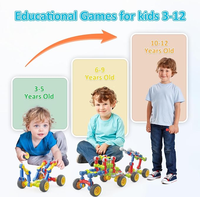 Huaker STEM Building Toys for 3 4 5 6 7 8 Year Old Boys Girls Birthday Gift | 180 Pcs STEM Activity Kit & Toy for Kids Ages 3-8 with Portable Storage Box, Perfect for Preschool, Homeschool, and Classroom