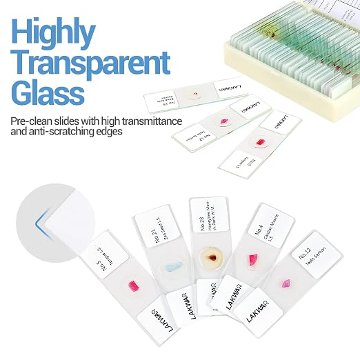 30 Microscope Slides with Specimens for Kids, Prepared Microscope Slides for Kids Microbiology, Glass Slides for Microscope, Biology Gifts for Adults Kids | Prepared Microscope Glass Slides Kit for Kids 8-12, Biology Slides Set Gifts for Students Child...