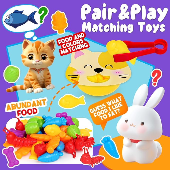 Counting Animals Color Sorting Toys for Kids,Montessori Preschool Learning Animals Matching Feeding Sorting Games Christmas Stocking Stuffers Gifts for Boys Girls Ages 3+