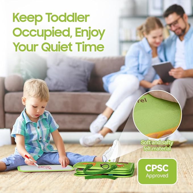 HumorPlay Montessori Gifts for 1,2,3 Year Old Boy Toys, Educational Busy Book for Toddlers 1-3 Age, Christmas Birthday Gift for 1-2 Year Old Boy Toys