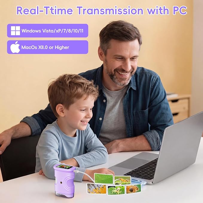 4K 1000X Handheld Digital Microscope for Kids with 2.0" IPS Screen(Purple) | 200-1000X Magnification, STEM Toys Birthday Gifts for Girls Boys Child, Science Kits for Kids Age 4-12