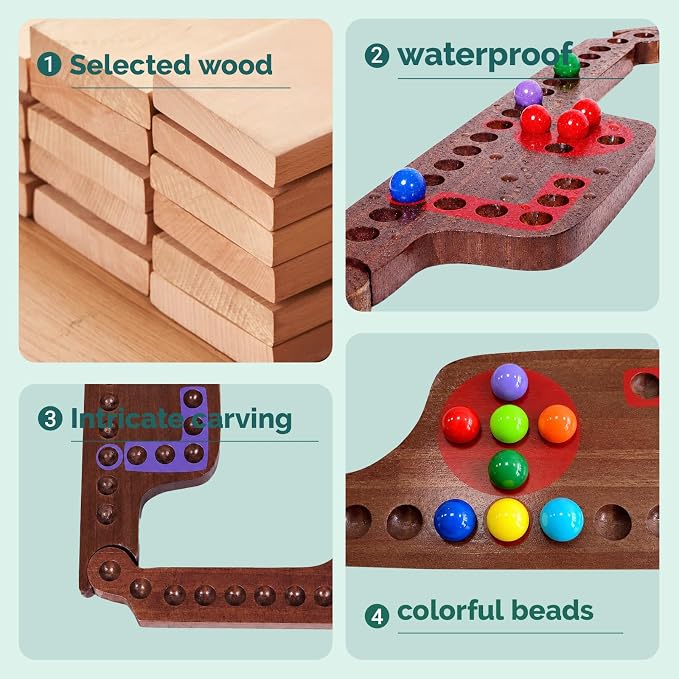 Jokers and Marbles Board Game Wood, 2-8 Players Including Pinball Poker | 8 Wood Game Boards 8 Colors 40 Marbles 4 Decks of Cards Instructions Family Tabletop Game Gift for Adults and Families