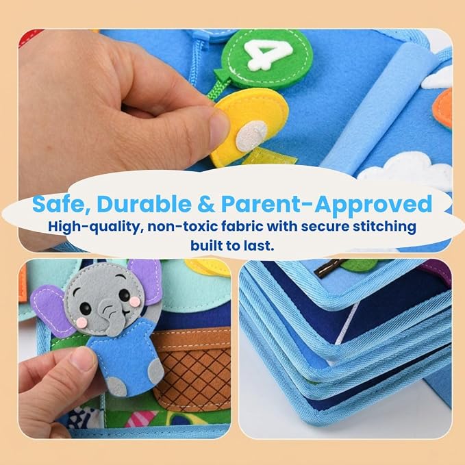 Busy Book for Toddlers 1–3 – Montessori Busy Board & Educational Toys for 2 Year Old – Away We Go Travel Activity Book