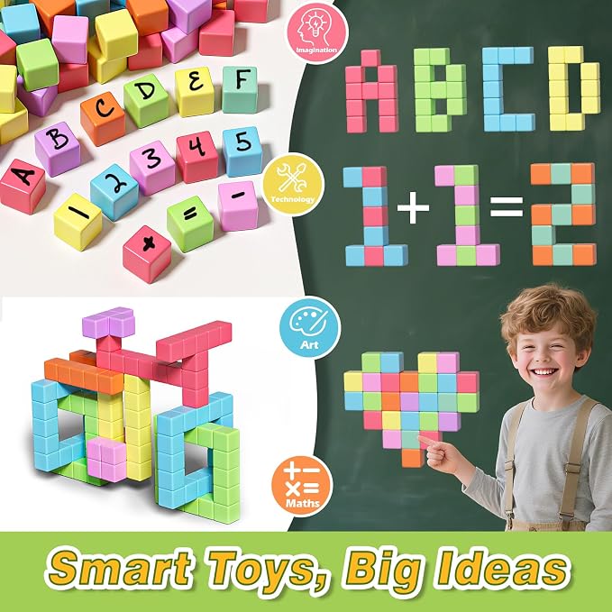 Apluses Magnetic Blocks for Kids Toys, Magnetic Building Cubes Toy for Sensory STEM Autism Education Preschool, Magnet Toys for 3 4 5 6 Year Old, Birthday Gifts Games for Boys Girls