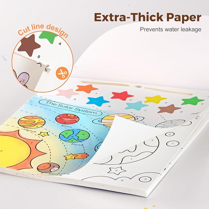 Jar Melo Paint with Water Books for Toddlers, Exploring Space | Mess-Free Watercolor Painting Activity for Kids Ages 3-5 4-8, Arts Crafts Coloring Travel Toy with Brush for Boys and Girls