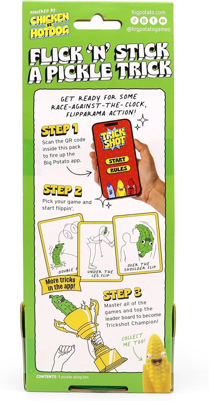 Big Potato Chicken vs Hotdog: The Ultimate Challenge Party Game for Flipping-Fun Families, Board Game for Game Nights (Pickle Cob - Solo Chicken vs Hot Dog)