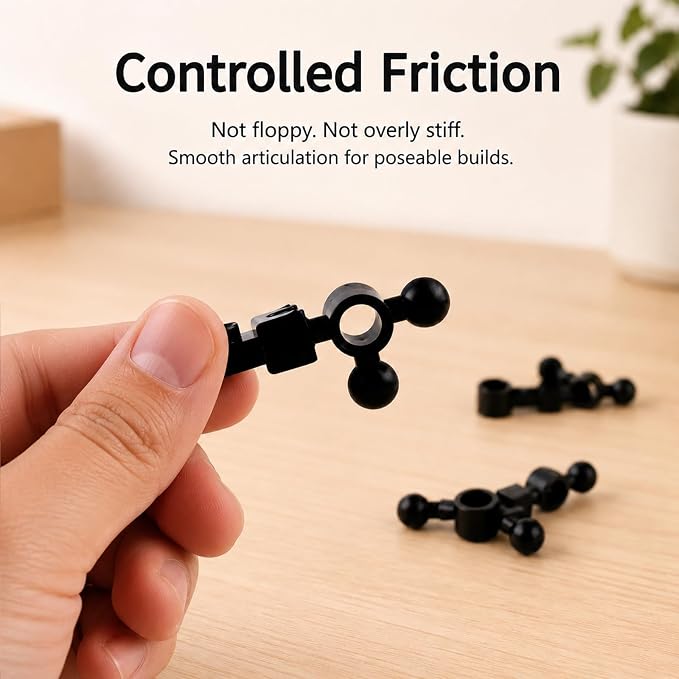 Ball Joints Socket Plate Connector - 250pcs Building Block Bulk Parts and Pieces, Pins Towball Bricks Accessories Sets Black