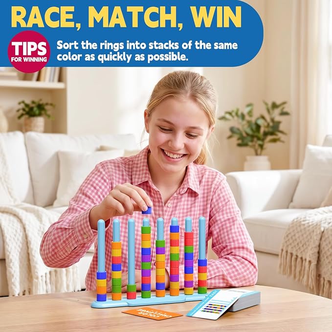 Color Challenge Game – A Quick-Thinking Color Matching Puzzle Game for Family Game Night and Parties Fun, Board Games for Kids 6-8-12 & Adults, Color Games Toys Gifts for Boy & Girl Birthday Christmas