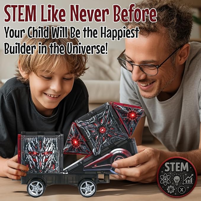 Little Pi Transformer Toys ShadowBots Magnetic Tiles,Transforming Robot Toy | Durable ABS plastic, STEM engineering, sword & shield, screen-free kids gift ages 3 4 5 6, builds vehicles bases towers scene