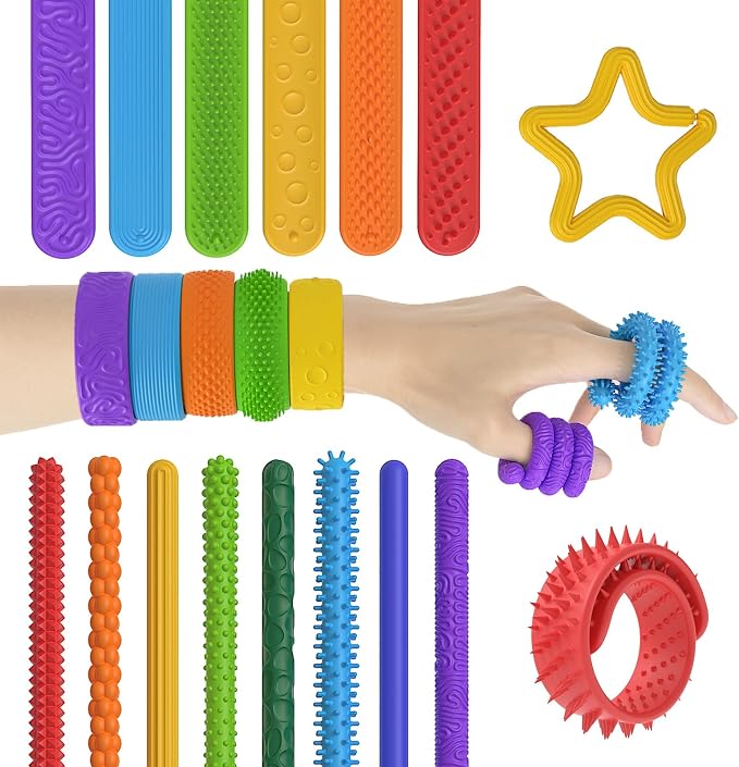 14Pack Fidget Toys Bulk , Stimmy Sticks & Sensory Slap Bracelets for Kids, Sensory Toys for Stress Anxiety Autistic ADHD, Quiet Fidgets for Classroom Prize for Kids 8-12, Calm Down Corner Supplies