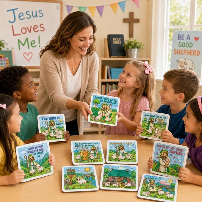 Cinrobiye 24 Pcs VBS 2026 Emerald Isle Coloring Puzzle Kit, Good Shepherd Christian Puzzle Crafts Inspired by Psalm 23 for Vacation Bible School, Sunday School, Church Activities and Group Events
