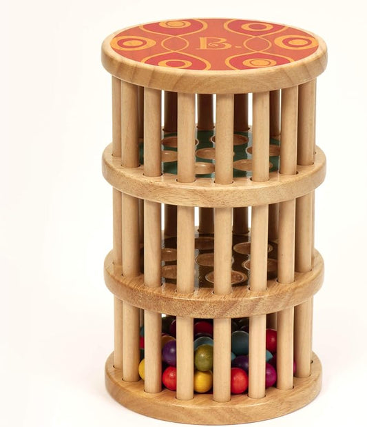 B. toys Rainmaker Toy, A-Maze Rain Rush Wooden Rolling Tower Toy, Wood Toys | Wooden rainmaker with 42 colorful wooden marbles to flip, roll, watch, and hear; sensory play for toddlers; 18+ Months
