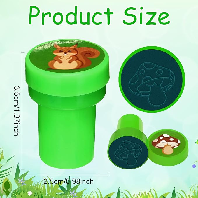 Cinrobiye 24 Pcs Woodland Animals Stampers Party Favor Set, Cute Forest Animal Stamps for Kids Birthday Party, Classroom Rewards, Nature Learning Toys, Goody Bag Fillers