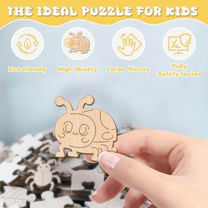 Animal Wooden Puzzles for Kids - Sunflower Ladybug | 50 Piece Puzzles for Kids Ages 6-8, Kids Puzzles with Unique Animal Shapes, Round Gift for Girls and Boys (11.4 * 11.4 in)
