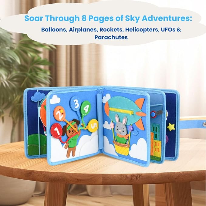 Busy Book for Toddlers 1–3 – Montessori Busy Board & Educational Toys for 2 Year Old – Away We Go Travel Activity Book