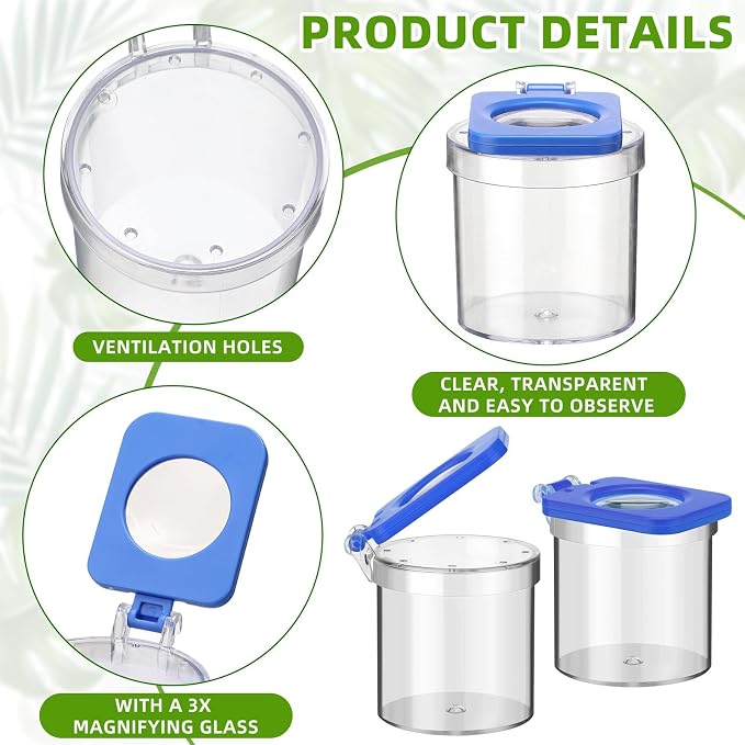 Halloscume 20 Pack Insect Bug Viewer Kit for Kids with Tweezers Explorer Outdoor Set Bug Catcher Containers for Insects Magnifying Insect Box Observation Kit for Science Nature Exploration Collecting