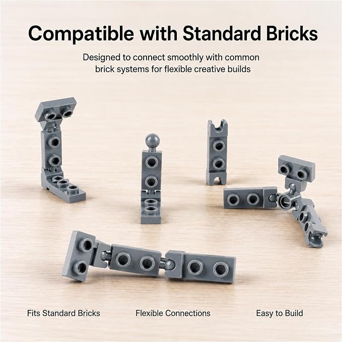 Connector Ball Joints Socket Plate - 250pcs Bricks Bulk Parts and Pieces, 1x1 1x2 Tow Ball and Ball Socket Building Block Dark Gray