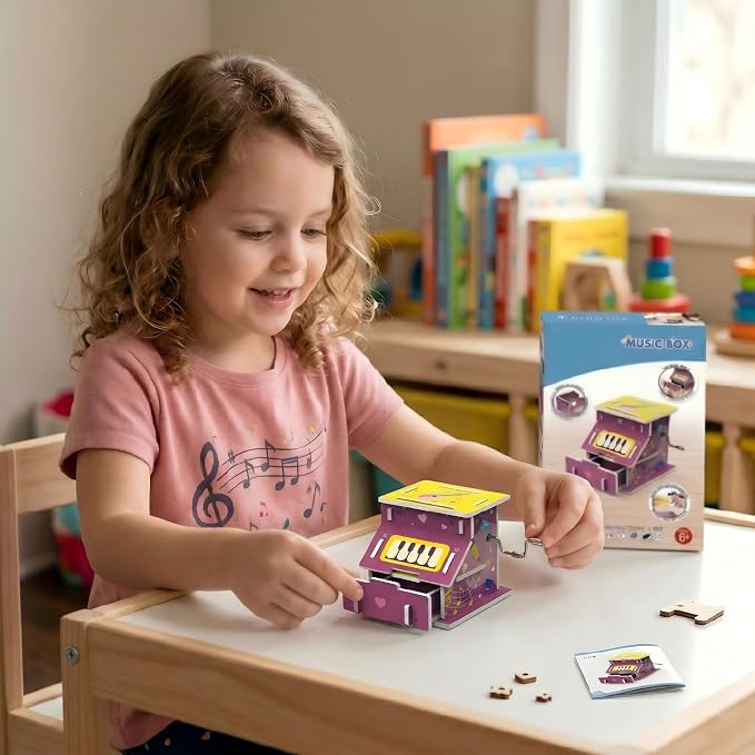 STEM DIY Music Box Kit, Build & Play, Hands-on, Ages 6+, Science Gift | Build a real music box! Discover gears & vibrations. Intro to physics. Boosts STEM skills, patience. Sweet keepsake, 6+!