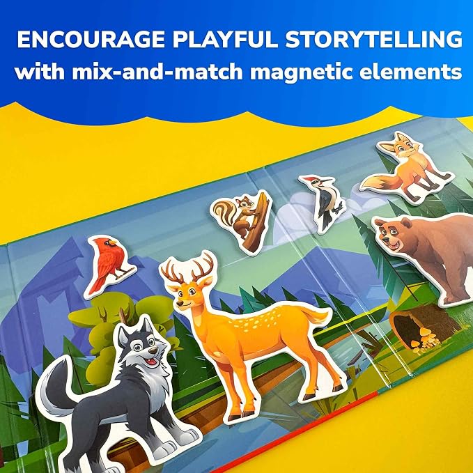 Travel Magnetic Puzzles for Toddlers 1-3 - 20+Pcs Toddler Puzzles Ages 2-4 | Forest Magnet Puzzles with Extra-Long Play Book - Strong Magnets for Car Activities - Travel Toys for Kids Ages 3-5
