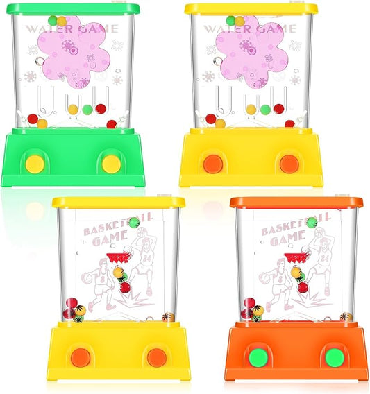Gejoy 4 Pieces Water Games Handheld for Kid Small Retro Waterful Ring Toss Handheld Game Birthday Goodie Bags Stuffers School Classroom Prize Reward Pastime Car Toy Fidget for Boy Girl(Stylish Style) | Retro Waterful Games for Kids Party Favors, Classr...