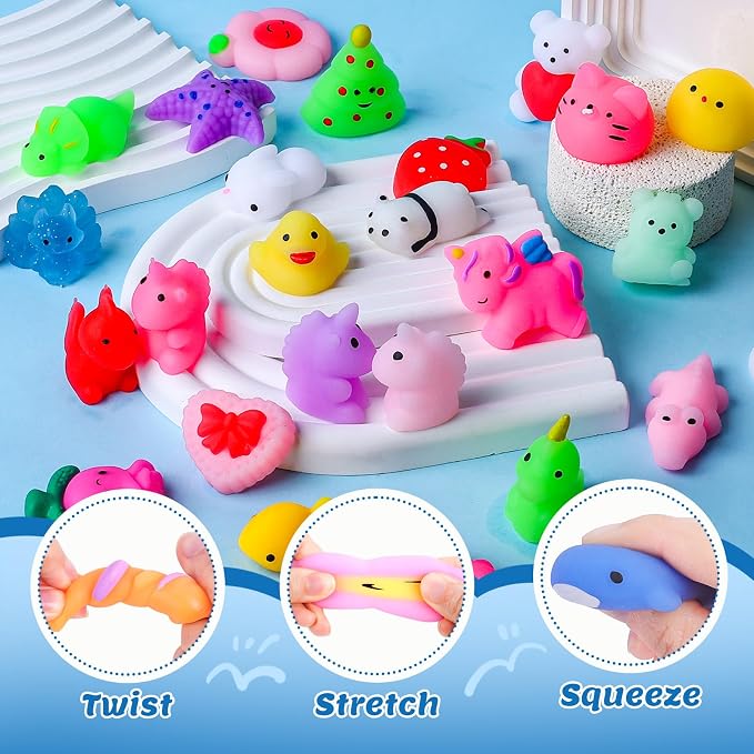 VISCOO 200 Pack Squishy Toys, Mochi Squishy Bulk, Kawaii Squishies for Kids | Stress Relief Sensory Toys, Treasure Box Toys for Classroom Prizes, Easter Basket Stuffers,Goodie Bags Fillers Party Favors