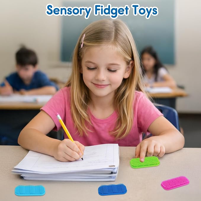 Sensory Fidget Toys for Kids Adults, Sensory Calm Strips for ADHD, Autism with Suction Cups, Texture Relief Toys for Kids Over 3 Years