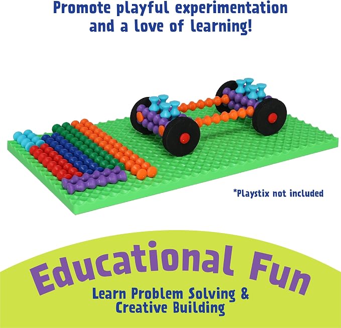 POPULAR PLAYTHINGS Playstix Play Base, Construction Toy Set | for Kids Ages 4 and Up, for STEM and Classroom Use, Green Building Base