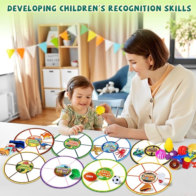 Sorting Toys for Toddlers, 48pcs Toys Match Card Sort Game with Storage Bag | Sorting Matching Game Set, Multiple Theme Fine Motor Toys Sensory Play Box Preschool Learning Activities Education Playset