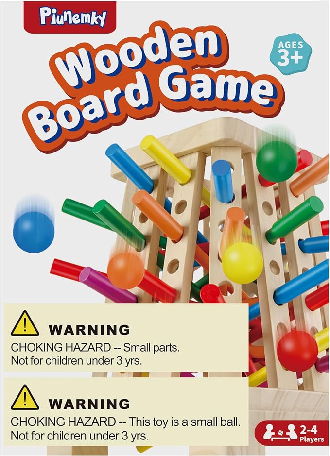 Montessori Wooden Board Game, 36 Colorful Sticks Board Games for Kids 4-6, Fine Motor Skills Toy Math Learning Montessori Toys for 3 4 5 6 Year Olds, Wooden Stick Game Family Games, Gift Boys Girls