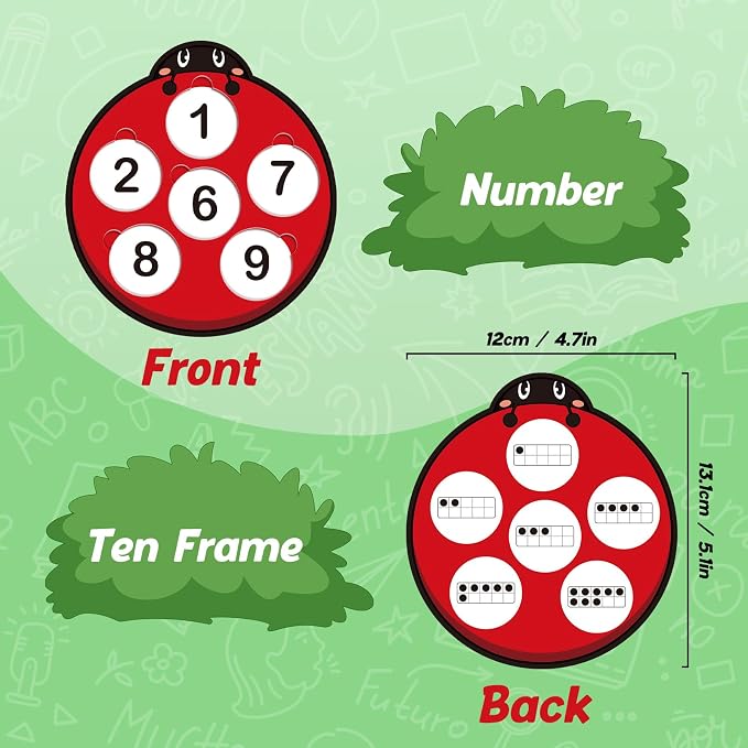 Kasfalci Number Games for Kids Toddlers,Ten Frame Set,Math Games,Math Manipulative,Addition & Subtraction Flash Cards,Ladybug Counting Toys,Matching Board Games,Preschool Classroom Must Haves