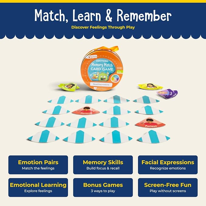 Open The Joy Emotions Memory Match Game – Kids SEL Card Game Tin
