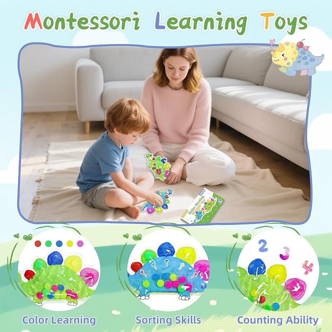 2pcs Color Sorting Sensory Toys, Montessori Toys for 3+ Year Old | Quiet Fidget Travel Fine Motor Skills Toys, Color Matching Game for Preschool Learning Activities, Classroom Gifts for Kids