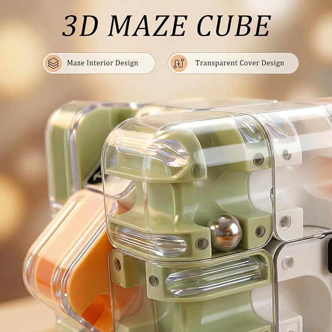 2 Pack 3D Rolling Ball Maze Cube Puzzle,Maze Cube for Kids Labyrinth 3D Puzzle Maze Cube Ball Twist Roll Brain Teaser Toys,Cultivate Logical Thinking for Logical Thinking for Family Game Birthday Gift