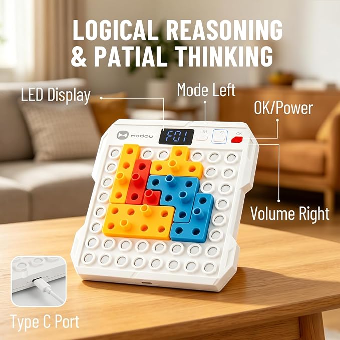HAPRAY Super Blocks STEM Puzzle Game, Brain Teaser Toys for Kids & Teens | 1000+ Pattern Matching Game & Maze Challenge, Brain Teaser Toys for Kids & Teens, Parent-Child Interactive Travel Toy