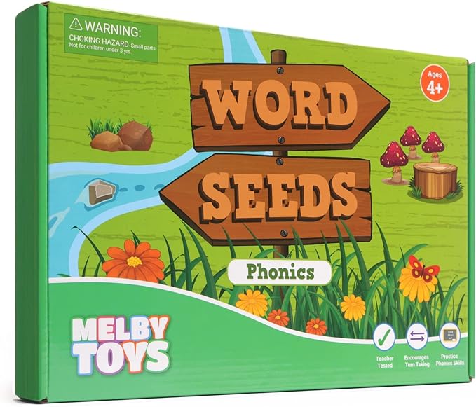Melby Toys Word Seeds Phonics Game – Fun Reading & Board Games for Kids Ages 4-8, Learn to Read, CVC & Kindergarten Games